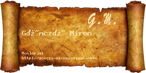 Göncző Miron névjegykártya